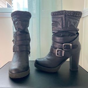Faux leather boots
